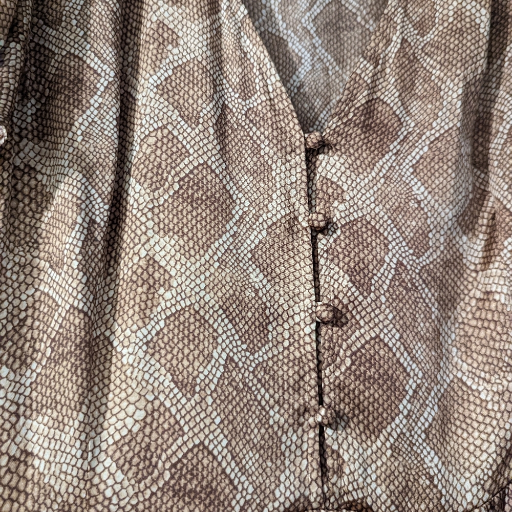 🆕 NWOT Paige flowy Alayna bronze snake print dress w/2 front slits (no belt) - Picture 13 of 16